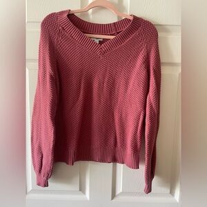 Sonoma Women's Pink Textured V-Neck Sweater